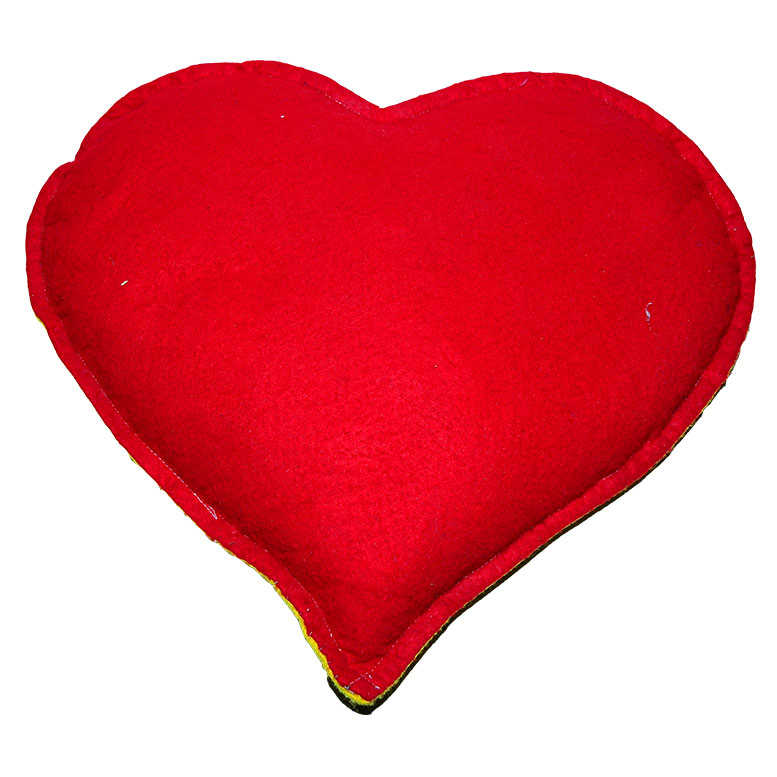 Tuz Yastığı Kalp Desenli Sarı - Kırmızı
