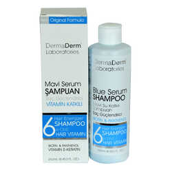 DermaDerm - Mavi Serum Şampuanı Saç Güçlendirici (Biotin Panthenol Vitamin E-Keratin) 250 ML (1)