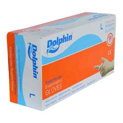 Dolphin - Pudrasız Beyaz Latex Muayene Eldiveni Büyük Boy (L) 100 Lü Paket (1)